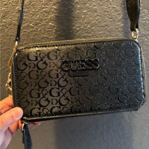 GUESS Black Embossed Crossbody Bag